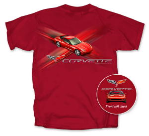 C6 Corvette T-shirt -  Red Cross Fire - Small, 2X, 3X & 4X